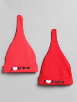 EL REGALO - Kids and Babies Caps for Young Boys and Girls Colors and Designs Red (Set of 2)