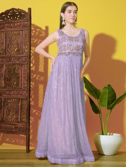 Chhabra 555 - Mermaid Sequin Embellished and Zardozi Embroidered Gown (Set of 2)