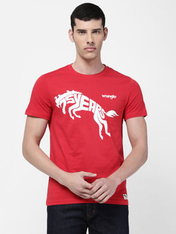 Wrangler - Men Red Graphic Regular Fit T-shirt