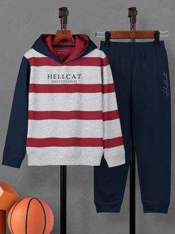 HELLCAT - Boys Multi-Color Trendy Printed Cotton Blend Hoodie with Joggers (Set of 2)