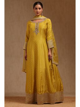 Soch - Women'S Mustard Tissue Zari Woven Gown with Dupatta