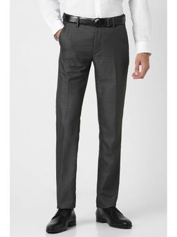 Peter England - Men Grey Textured Formal Trouser