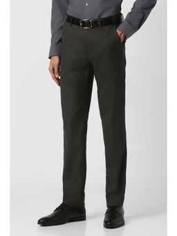 Peter England - Men Black Textured Formal Trouser