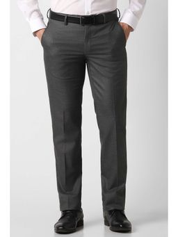 Peter England - Men Grey Textured Formal Trouser