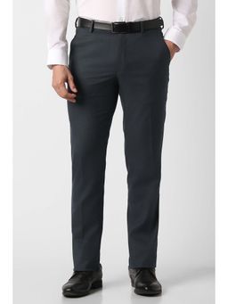 Peter England - Men Navy Blue Textured Formal Trouser