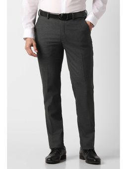 Peter England - Men Grey Textured Formal Trouser
