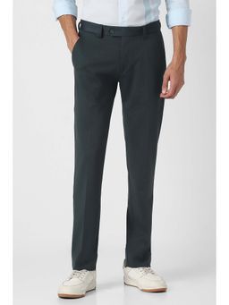 Peter England - Men Navy Blue Textured Formal Trouser