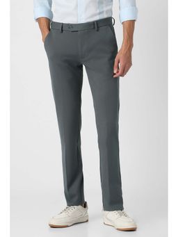 Peter England - Men Grey Textured Formal Trouser