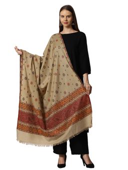 SWI STYLISH - Kashmiri Kani Wool Shawl for Women-Beige