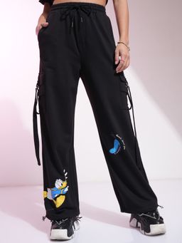 TOKYO TALKIES - Women's Black Donald Duck Printed Cargo