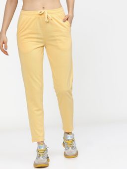 TOKYO TALKIES - Women's Yellow Knitted Slim Fit Track Pant