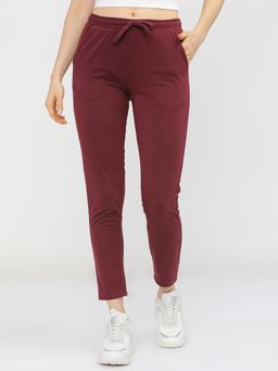TOKYO TALKIES - Women's Red Slim Fit Track Pant