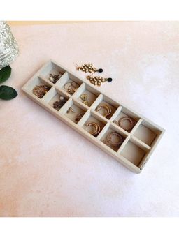 La Trove - Premium Velvet 12 Grid Sleek Tray for Organize Your Jewellery Cream