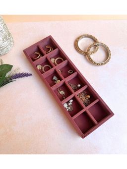 La Trove - Premium Velvet 12 Grid Sleek Tray for Organize Your Jewellery Pink