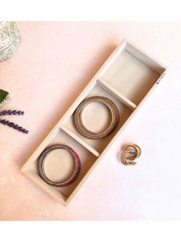 La Trove - Premium Velvet 3 Slot Bangle Tray for Organize your Bangle Cream