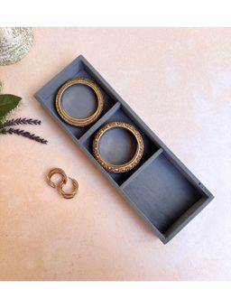 La Trove - Premium Velvet 3 Slot Bangle Tray for Organize your Bangle Grey