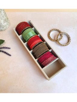 La Trove - Premium Velvet 6 Slot Kada Tray for Organize Your Kada's Cream