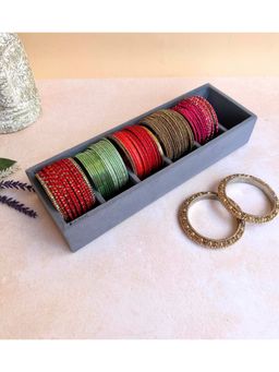 La Trove - Premium Velvet 6 Slot Kada Tray for Organize Your Kada's Grey