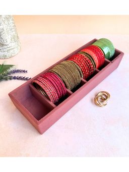 La Trove - Premium Velvet 6 Slot Kada Tray for Organize Your Kada's Pink