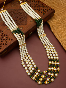 Aadita - Multi-Color Gold Plated Pearl Moti Mala Necklace
