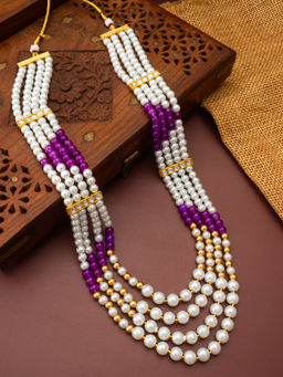 Aadita - Multi-Color Gold Plated Pearl Moti Mala Necklace