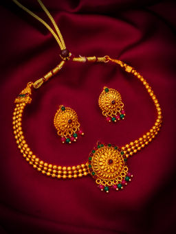 Aadita - Multi-Color Gold Toned Plated Pearl Choker Necklace Jewellery (Set of 2)