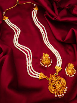 Aadita - Multi-Color Gold Toned Plated Pearl Necklace Jewellery (Set of 2)