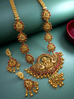 Aadita - Multi-Color Gold Toned Plated Stones Choker Necklace Jewellery (Set of 2)