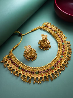 Aadita - Multi-Color Gold Toned Plated Stone Jewellery (Set of 2)