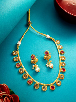 Aadita - Multi-Color Gold Toned Plated Pearl Jewellery (Set of 2)