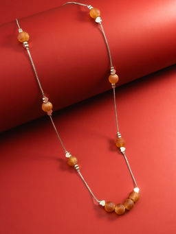 Aadita - Orange Silver Pearl Chain Necklace
