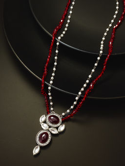 Aadita - Red Pearl Beaded Necklace