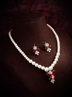 Aadita - Red Stone Studded Jewellery (Set of 2)