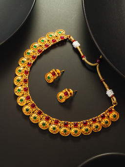 Aadita - Multi-Color Stone Studded Jewellery (Set of 2)