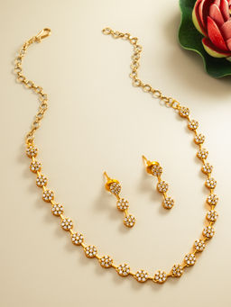 Aadita - White Rose Gold Exquisite AD Jewellery (Set of 2)