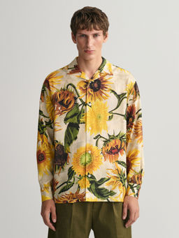 GANT - Men Beige Printed Resort Collar Full Sleeves Shirt
