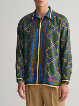 GANT - Men Green Printed Spread Collar Full Sleeves Shirt