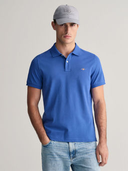 GANT - Men Blue Solid Polo T-Shirt