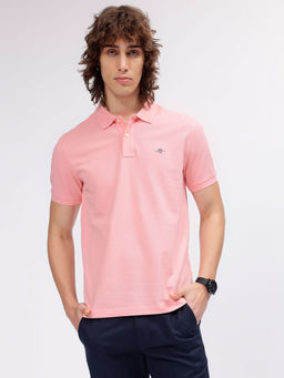 GANT - Men Pink Solid Polo T-Shirt