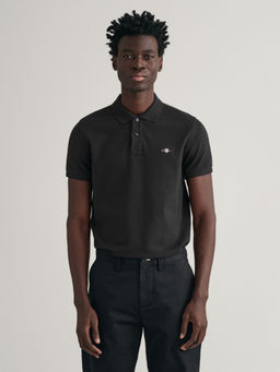 GANT - Men Black Solid Polo T-Shirt