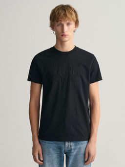GANT - Men Black Printed Round Neck Short Sleeves T-Shirt