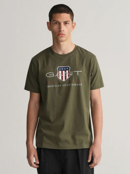 GANT - Men Green Printed Round Neck Short Sleeves T-shirt