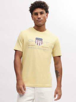 GANT - Men Yellow Printed Round Neck Short Sleeves T-Shirt
