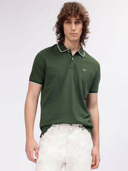 GANT - Men Green Solid Polo T-Shirt