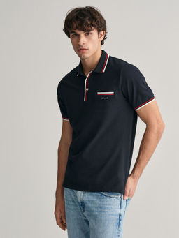 GANT - Men Black Solid Polo T-Shirt