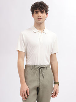 GANT - Men Cream Solid Polo T-Shirt