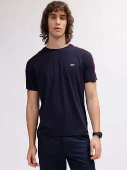 GANT - Men Navy Blue Solid Round Neck Short Sleeves T-shirt