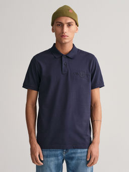 GANT - Men Navy Blue Solid Polo T-Shirt