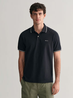 GANT - Men Black Solid Polo T-Shirt