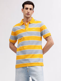 GANT - Men Yellow Striped Polo T-Shirt